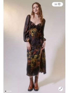 urban outfitters april tie back midi slip dress Urban Outfitters | Dresses | Uo April Tieback Midi Slip Dress In Neutral  Multi